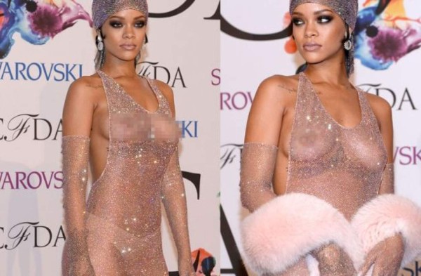&nbsp;Rihanna recibe premio con vestido transparente