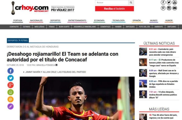 Esto dijo la prensa de Costa Rica tras la derrota de Motagua ante Herediano