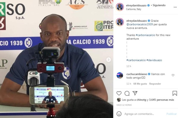 Así fue el primer entrenamiento de David Suazo con el Carbonia de Italia