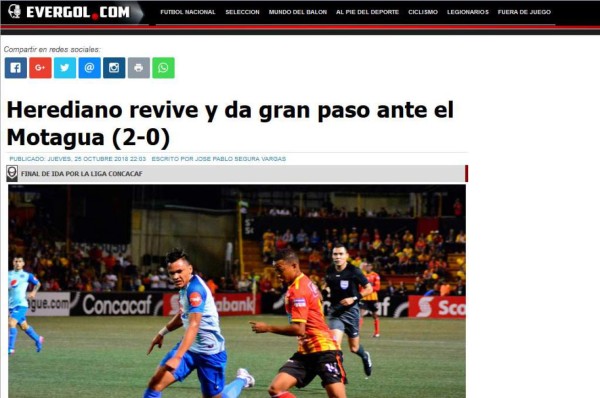Esto dijo la prensa de Costa Rica tras la derrota de Motagua ante Herediano
