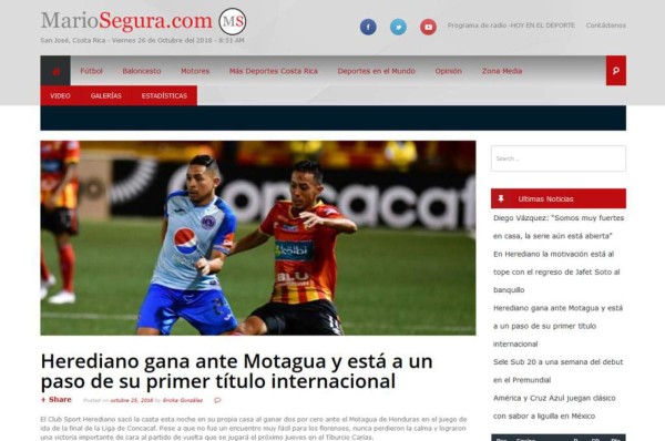 Esto dijo la prensa de Costa Rica tras la derrota de Motagua ante Herediano