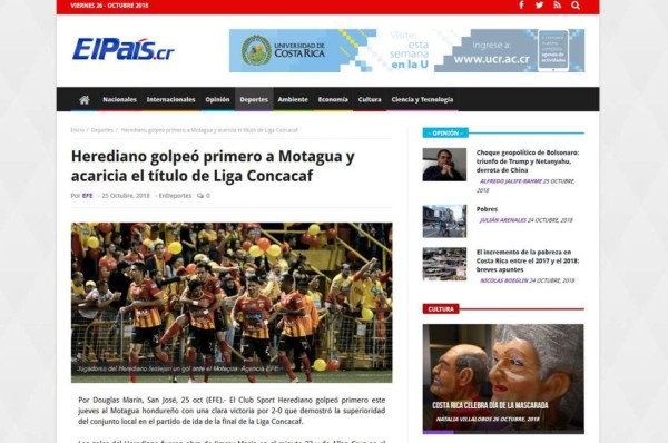 Esto dijo la prensa de Costa Rica tras la derrota de Motagua ante Herediano