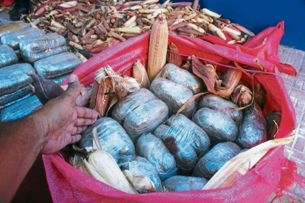 En sacos de maíz trasladaba 205 paquetes de marihuana