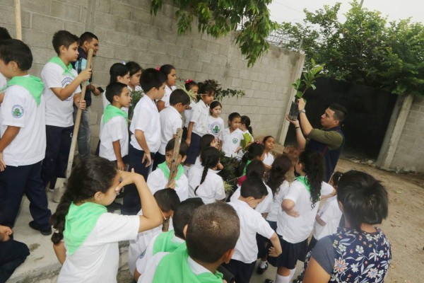 Los estudiantes de la Escuela Los Robles reforestaron. Foto: Efraín Salgado/EL HERALDO.