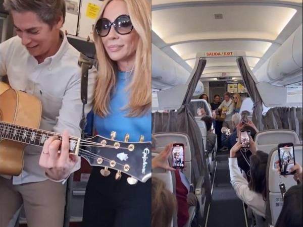 Calos Baute y Marta Sánchez dieron un “concierto improvisado” en un avión con turbulencias.