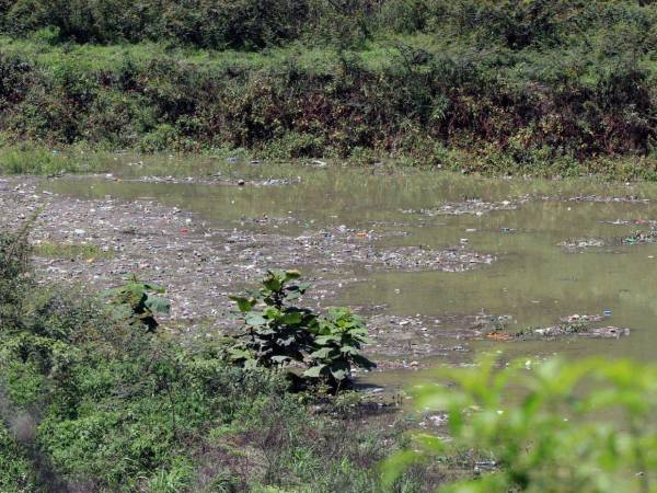 Botellas, bolsas, envases plásticos y otros residuos permanecen acumulados en distintos sectores de la represa Los Laureles, mientras el embalse continúa recuperando su nivel.