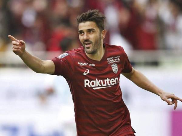El goleador español David Villa celebra un gol en la segunda mitad del partido entre su equipo, el Vissel Kobe. Foto: AP.