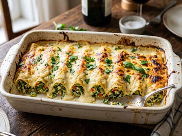 Receta de canelones rellenos de vegetales asados y cuajada, un menú hecho en casa para disfrutar en familia.
