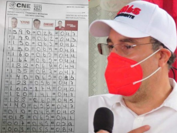 Zelaya compartió una imagen de una acta en la que señala que hay manipulación de resultados.