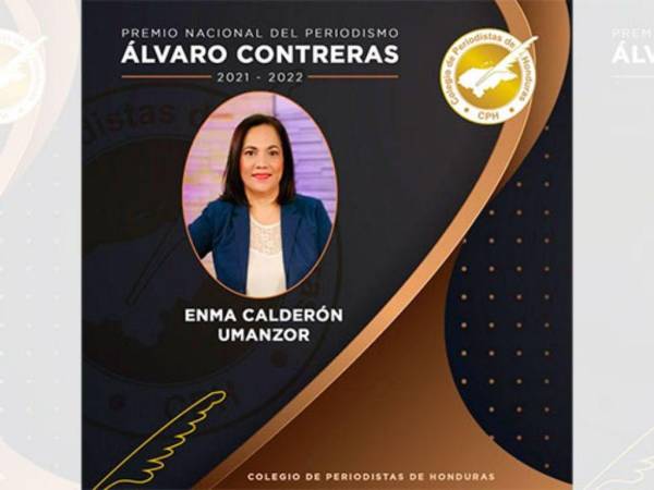 Enma Calderón Umanzor será galardonada con el premio Álvaro Contreras.