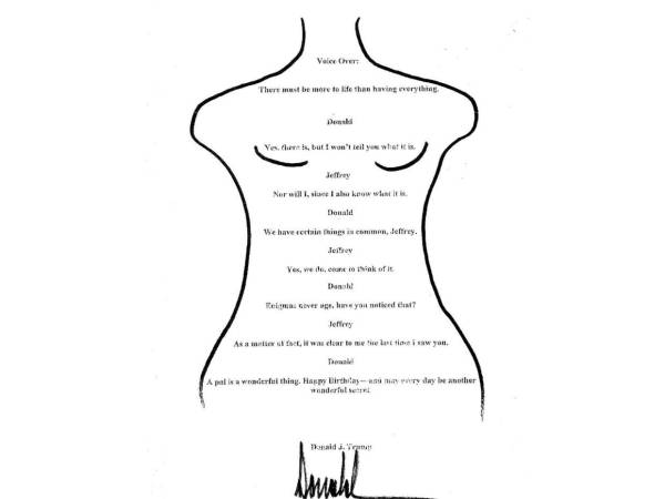 Donald Trump negó que sea suya la firma en una carta de cumpleaños atribuida a él y dirigida a Jeffrey Epstein, divulgada esta semana por demócratas