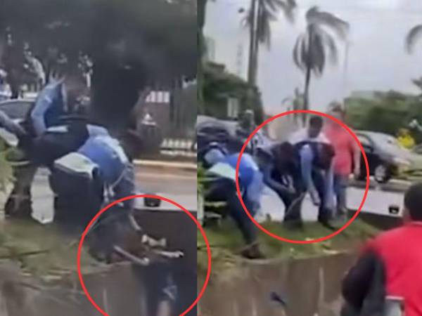 Un video fue publicado en las últimas horas donde se capta al inspector Kevin Pérez (QDDG) rescatando al niño Miguel Umaña en San Pedro Sula. En el video se ve cuando los compañeros de Pérez ayudan en el rescate y luego tratan de sacar al inspector y al menor Elvis Bautista, sin embargo, el lazo se rompió.