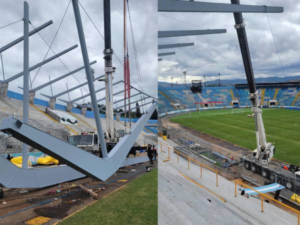 Buenas noticias llegan para el fútbol de Honduras. Concluye etapa importante en la instalación del nuevo techado en el estadio Nacional Chelato Uclés.