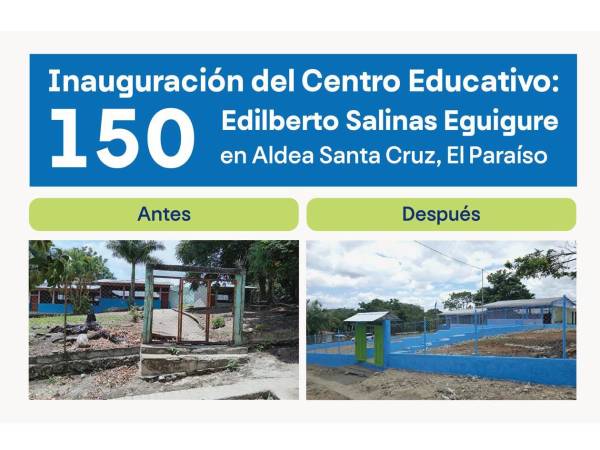 El antes y después del Centro de Educación Prebásica Edilberto Salinas Eguigure refleja las mejoras realizadas para brindar espacios más adecuados y dignos a la niñez de Santa Cruz, El Paraíso.