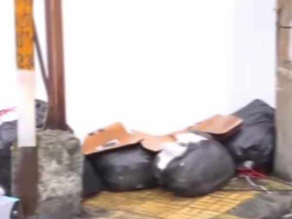 Agentes policiales acordonan la zona en el barrio Guamilito tras el hallazgo de una extremidad humana dentro de una bolsa negra.