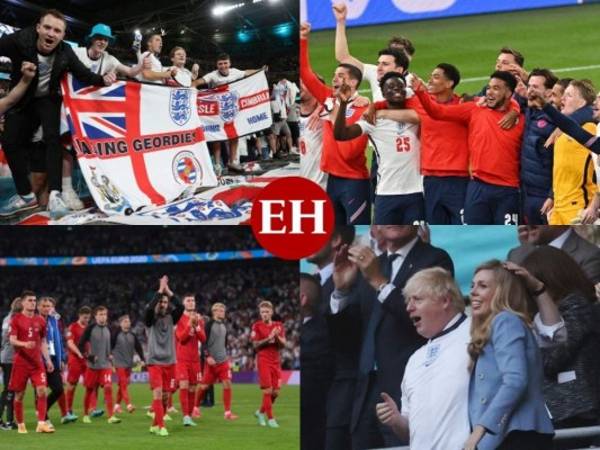 Inglaterra se clasificó a la gran final de la Eurocopa 2021 al vencer 2-1 a Dinamarca en tiempos extra en un apasionante partido disputado en el mítico Wembley. El júbilo en las tribunas de la catedral del fútbol contrastaba con la desilusión de los jugadores de la selección danesa, la gran revelación del torneo que vio como terminaba su ilusión este miércoles en semifinales, llevándose el respeto de todo el mundo del fútbol luego de lo acontecido con Christian Eriksen al inicio del certamen. Fotos: AFP