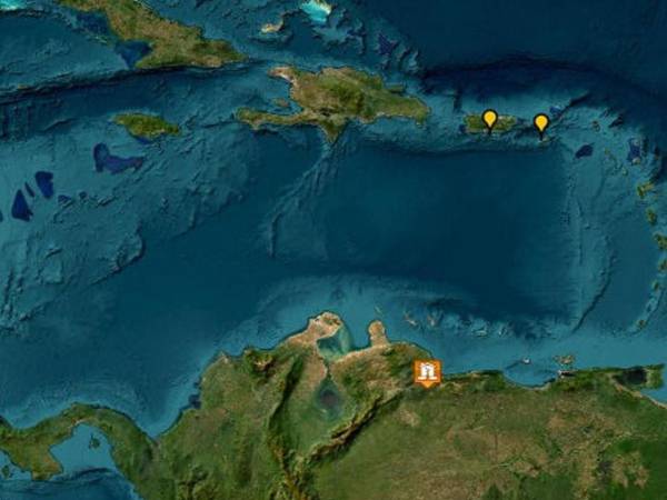 Imagen difundida en la cuenta en Administración Nacional Oceánica y Atmosférica (NOAA, en inglés) de una alerta de tsunami para Puerto Rico y las Islas Vírgenes estadounidenses tras un terremoto de magnitud 7,1 registrado cerca de las costas de Venezuela.