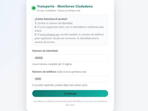 Los usuarios pueden acceder a la herramienta digital ingresando su número de identidad como usuario.