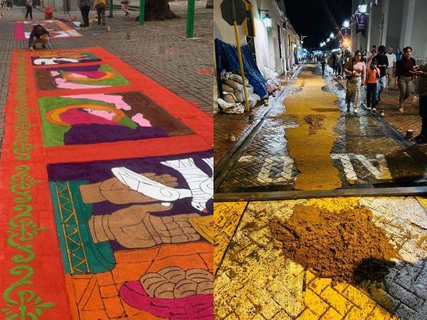 Con más prisa que tiempo, los habitantes de Comayagua comenzaron nuevamente a elaborar sus alfombras de aserrín para esta Semana Santa, luego de que las intensas lluvias se llevaran por completo el material y dejaran caos en las calles. Así quedaron tras las lluvias: