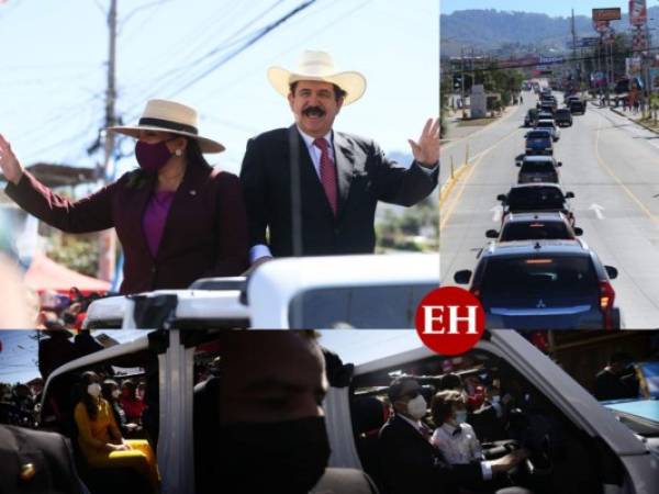 Junto a su familia y acompañada por el pueblo hondureño, así realizó Xiomara Castro su recorrido hacia el Estadio Nacional para dar inicio a la ceremonia de su investidura como la primera mujer presidenta de Honduras. Fotos: Emilio Flores | EL HERALDO.