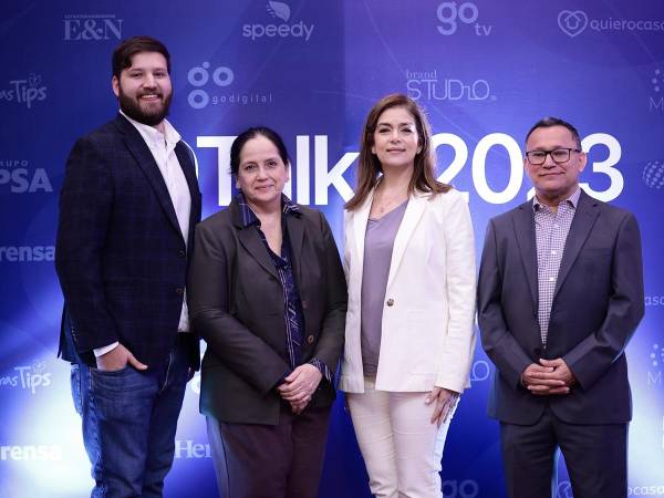 Panelistas de la primera sesión de GOTalks 2023: Sebastián Canahuati, Ana María Reyes, Carlos Mauricio Flores y Ruth Marie Canahuati.