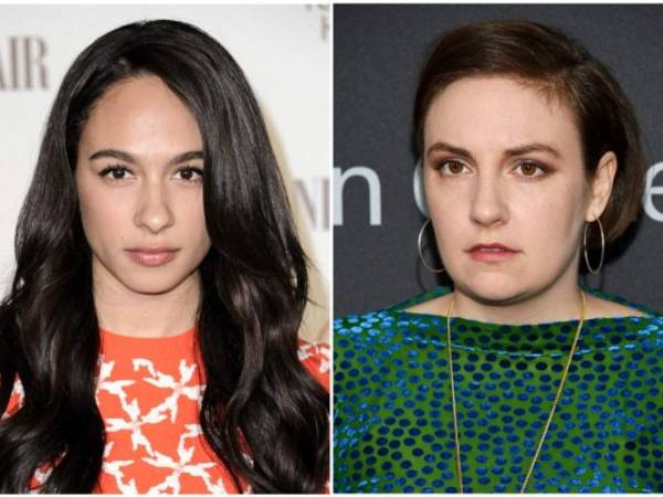 En esta combinación de fotos, la actriz Aurora Perrineau en Los Ángeles el 17 de febrero del 2015, a la izquierda, y la actriz y guionista Lena Dunham en Nueva York el 29 de mayo del 2018.