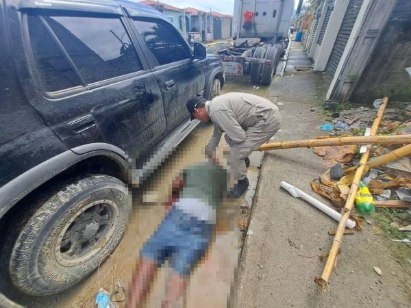 Un miembro del Cuerpo de Bomberos realizó la evaluación del hombre que estaba tirado boca abajo y determinó que no presentaba signos vitales.