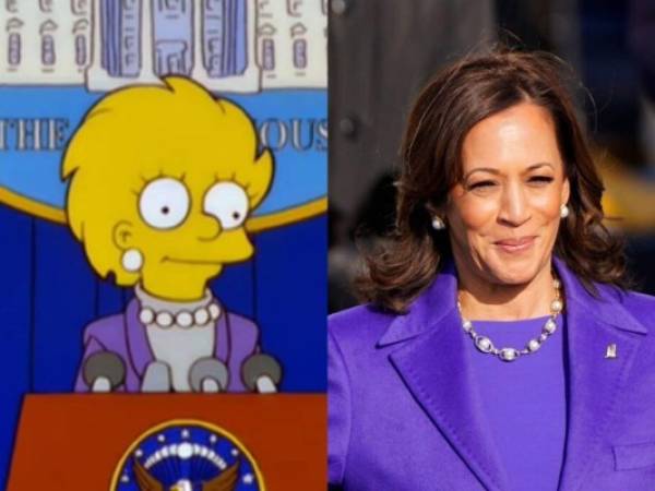 En el episodio titulado como 'Bart to the Future', Lisa Simpson llega a la Casa Blanca tras la salida de Donald Trump, justamente en el mismo escenario en el que se encuentra Kamala Harris.