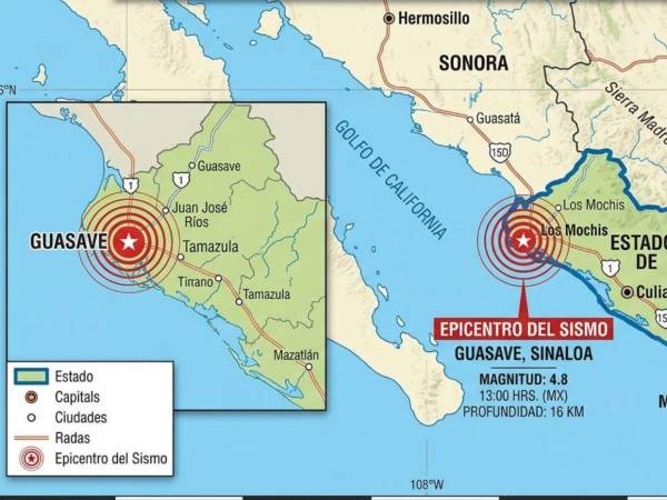 El terremoto ocurrió a las 13:45 hora local del centro de México, según registros.