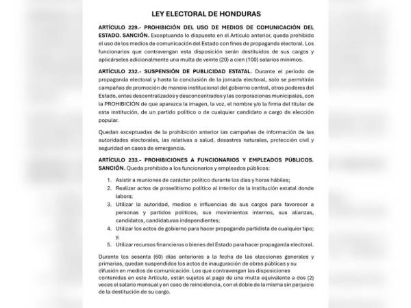 Vigente prohibición para inaugurar obras públicas previo a elecciones generales