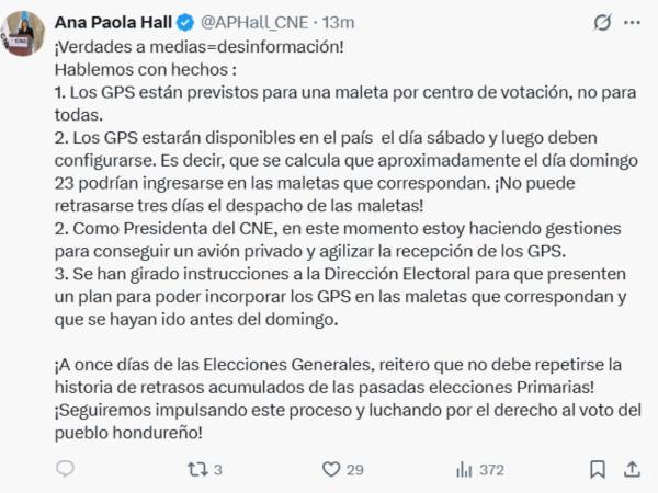 Ana Paola Hall: No puede retrasarse tres días el despacho de las maletas