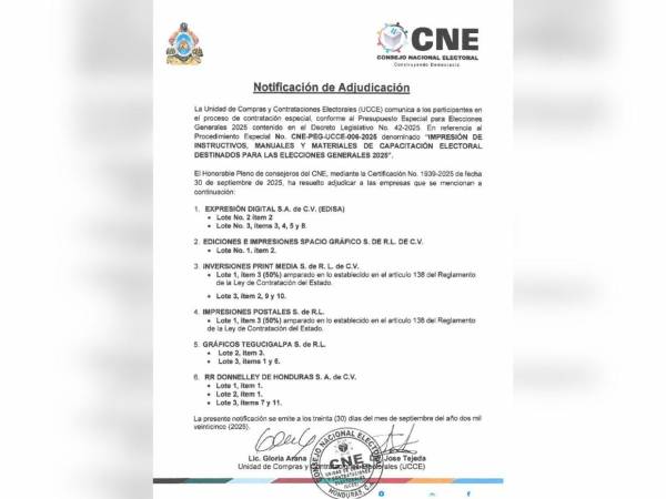 CNE adjudica contratos para impresión de papeletas y documentos electorales