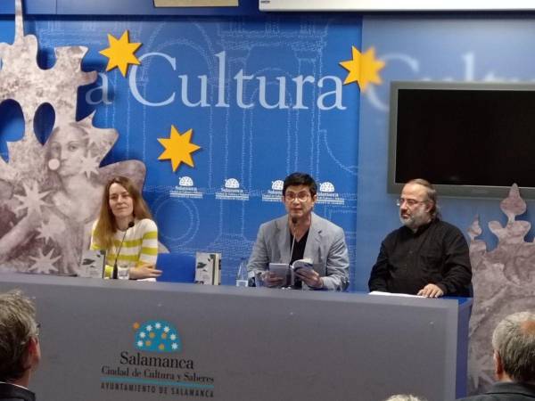 La escritora española Margarita Leoz, el poeta hondureño José Antonio Funes y el poeta hispano-peruano Alfredo Pérez Alencart.