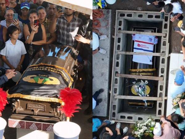 Autoridades policiales, familiares y amigos despidieron a Jefry López en el Cementerio General de Morolica, en Choluteca.