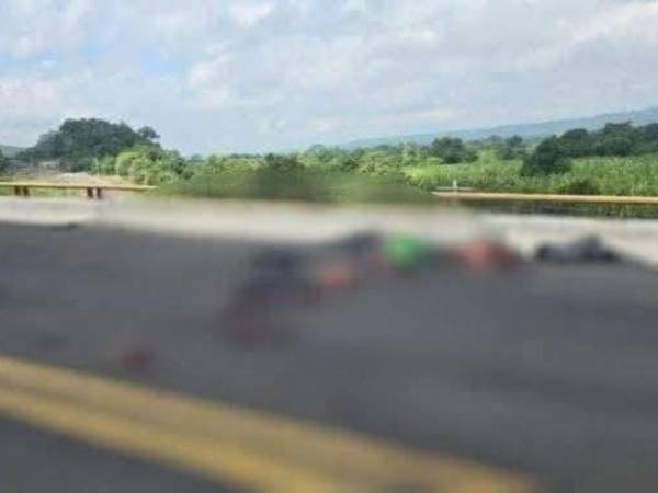 Los restos humanos estaban regados por la carretera.