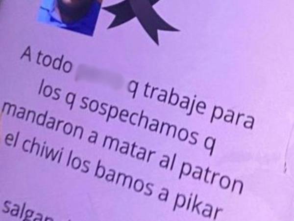 La nota de amenaza que circula en redes sociales con la fotografía del narcotraficante hondureño, Byron Ruiz.