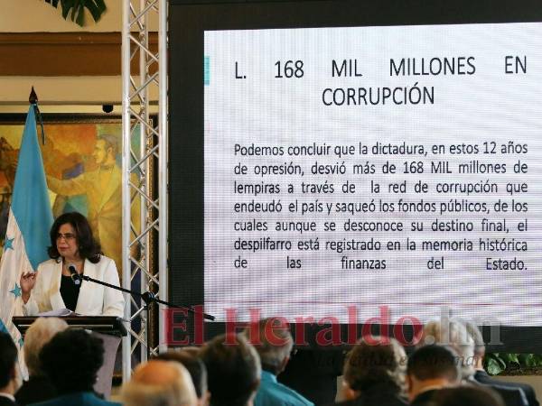 La ministra de Finanzas, Rixi Moncada, hizo una exposición de más de una hora ante el presidente del Congreso Nacional y demás funcionarios del gabinete de gobierno en Casa Presidencial.