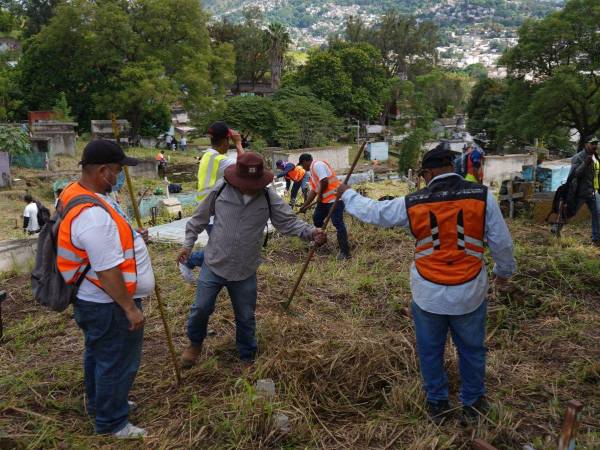 Desde inicios de octubre, más de 150 trabajadores ejecutan jornadas de limpieza y pintura en los cementerios de Tegucigalpa.