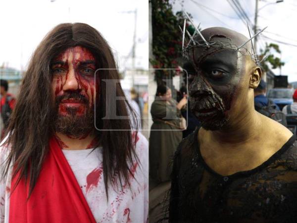 Las manos de los creyentes se llenaron de creatividad al momento de recordar el sufrimiento de Jesús. Así fue representado en el viacrucis de la iglesia El Calvario, realizado en Comayagüela.