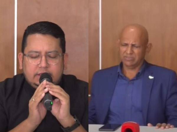 Gustavo Fuentes, de la Arquidiócesis de San Pedro Sula, y Denis López, presidente regional de la Confraternidad Evangélica en la zona norte.