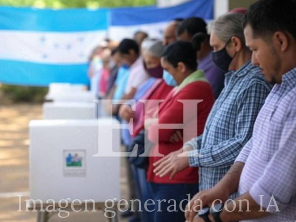 Imagen creada con inteligencia artificial para similar personas votando durante las elecciones en Honduras.