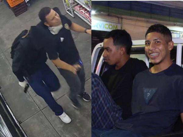 Las cámaras de seguridad del Supermercado Queyma captaron el momento en que los tres asaltantes, encapuchados y armados, intentaron cometer el asalto.