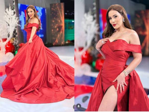 Con un escote en forma de corazón en el pecho, mangas cortas en los brazos, una coleta gigante y una abertura pronunciada en la pierna, así fue el vestido con el que Elsa Oseguera cautivó miradas durante esta Navidad.