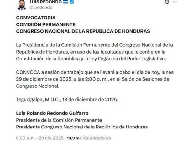 Luis Redondo convoca a comisión permanente y genera cuestionamientos de la oposición