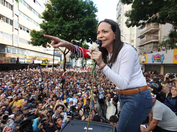La fotografía de archivo de la líder opositora de Venezuela María Corina Machado, en pleno pie de lucha contra la imposición del reciente mandato de Nicolás Maduro.