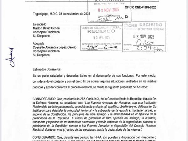 La presidenta del CNE, Ana Paola Hall, recordó a las Fuerzas Armadas que deben obedecer al órgano electoral durante todo el proceso de elecciones generales.