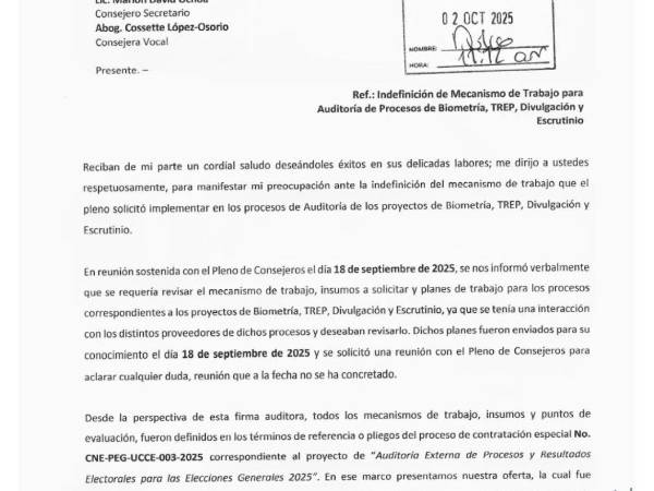 CGTS Corp instó al CNE a tomar medidas inmediatas para permitir el avance de la auditoría y garantizar resultados confiables.