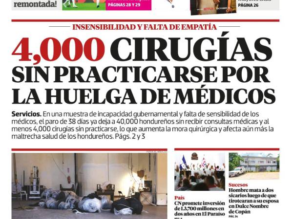 4,000 cirugías sin practicarse por la huelga de médicos