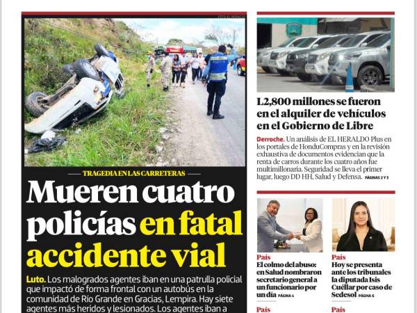 Mueren cuatro policías en fatal accidente vial