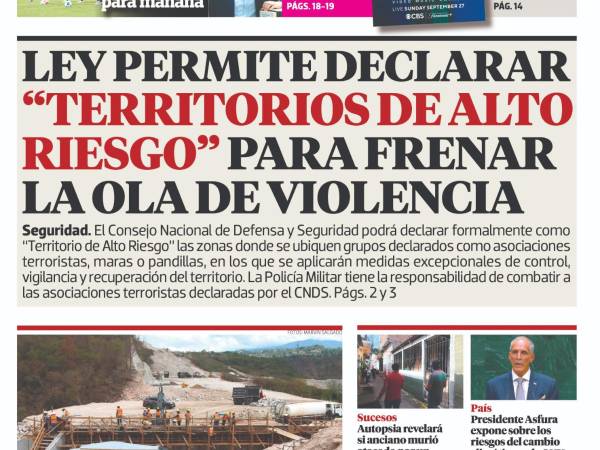 Ley permite declarar territorios de alto riesgo para frenar la ola de violencia